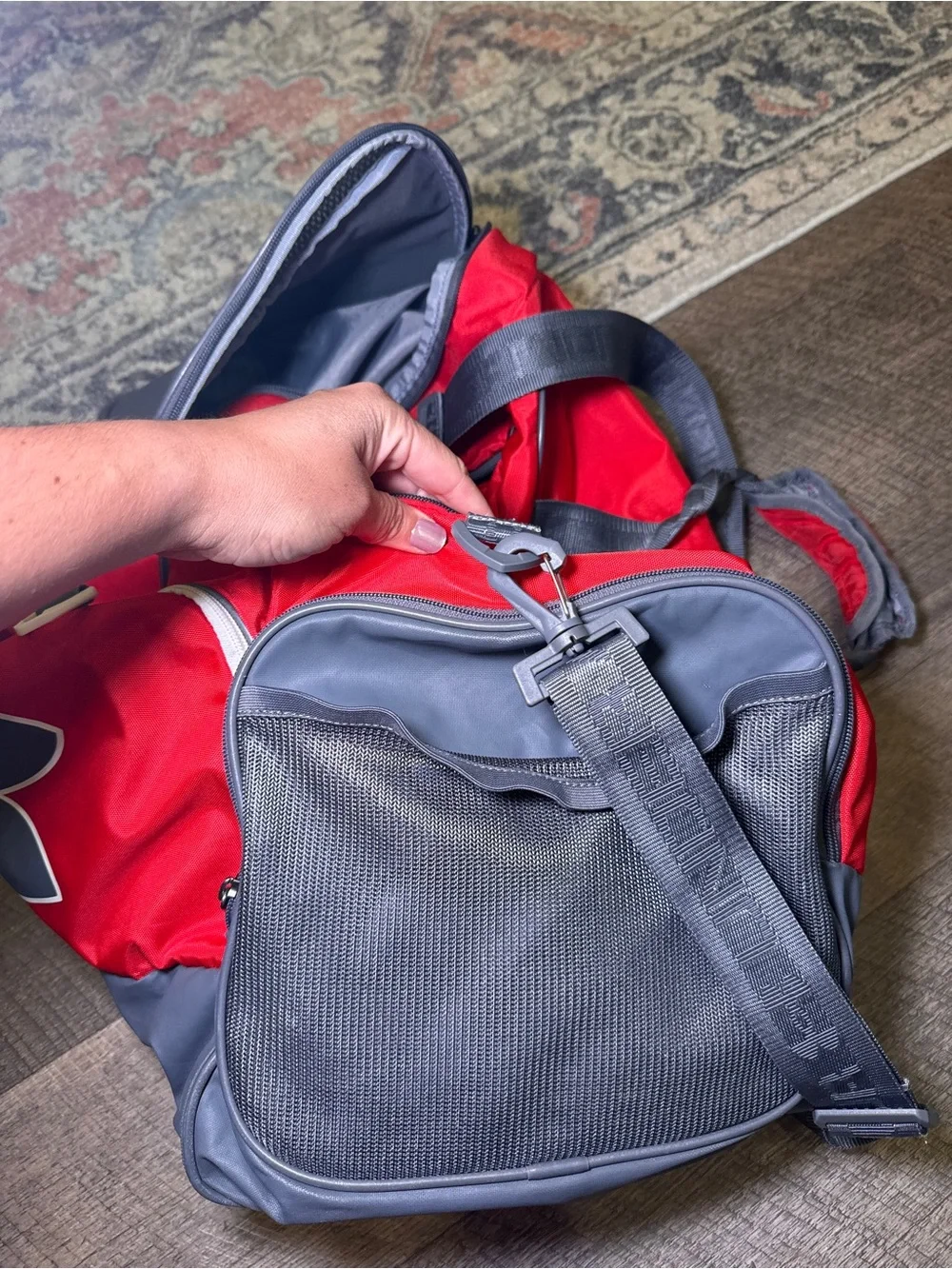 Under Armour Red and Gray Storm Duffel Bag